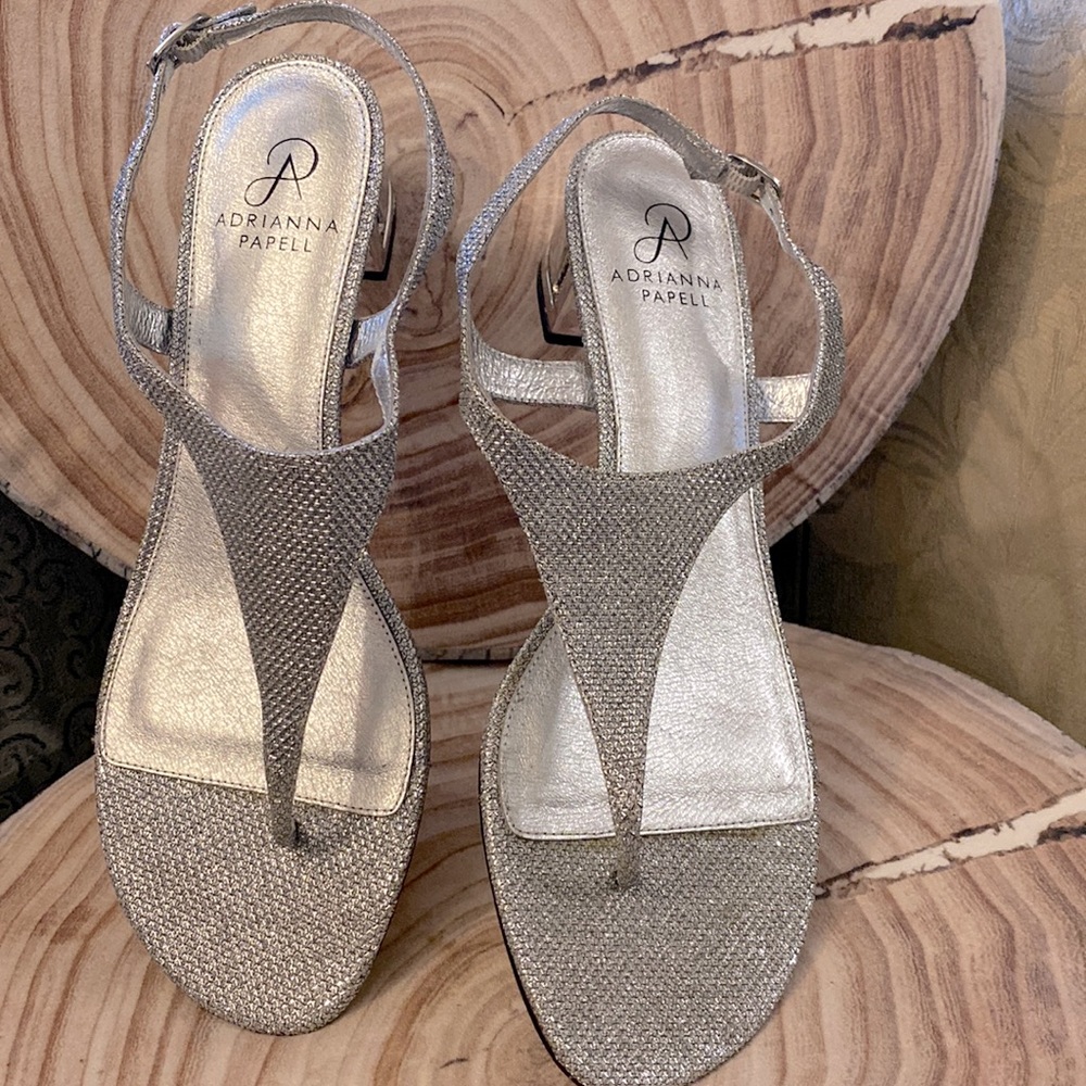 Silver strapped sandals size 10. or Euro/40